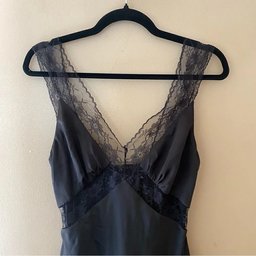 Majorelle Cami midi dress black lingerie style slip lace trim satin Revolve - Picture 7 of 9